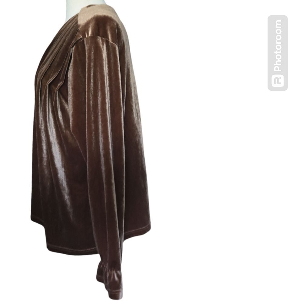 FENGFANSTUDIO BROWN VELVET OVERSIZED TOP - Picture 3 of 7